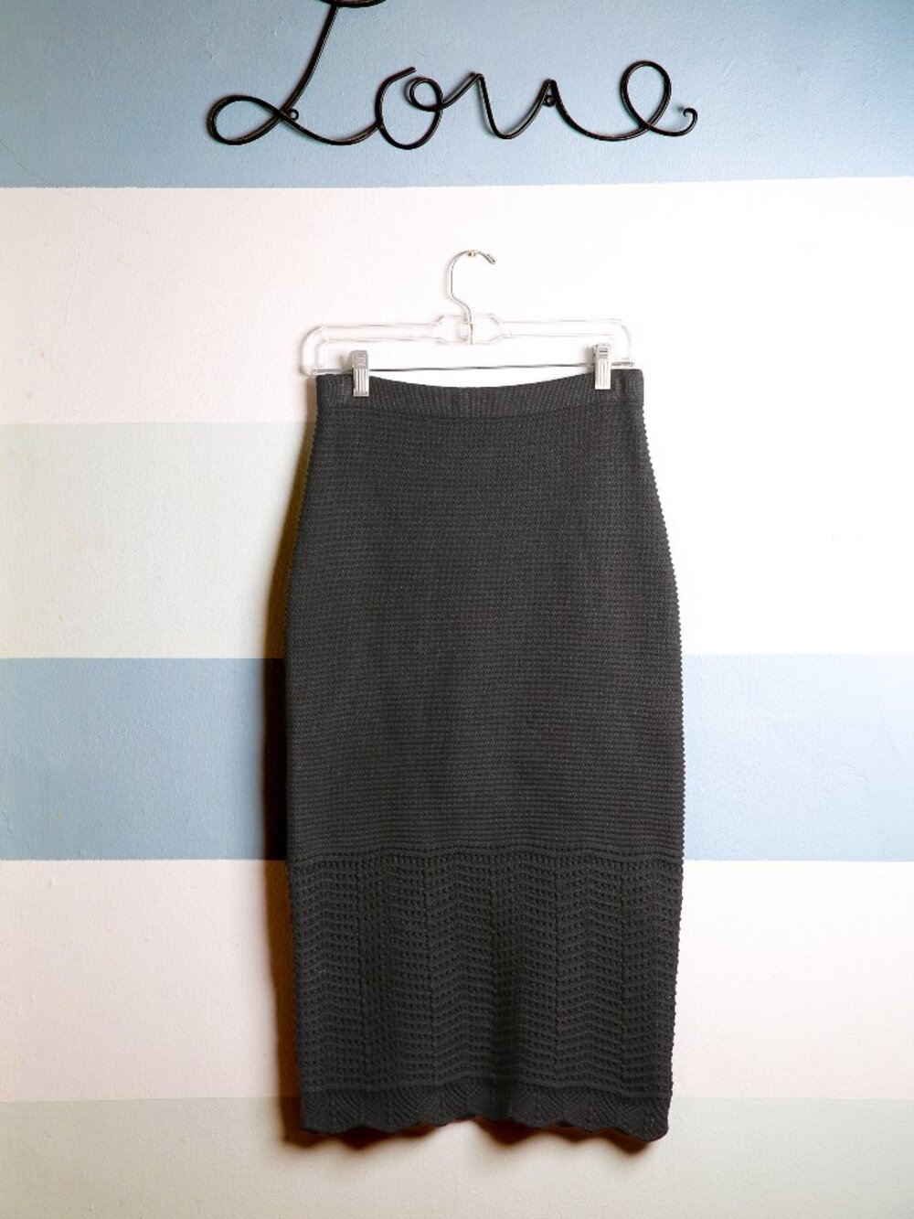 HOUSE OF HARLOW 1960 Black Beachy Boho Knit Midi Skirt